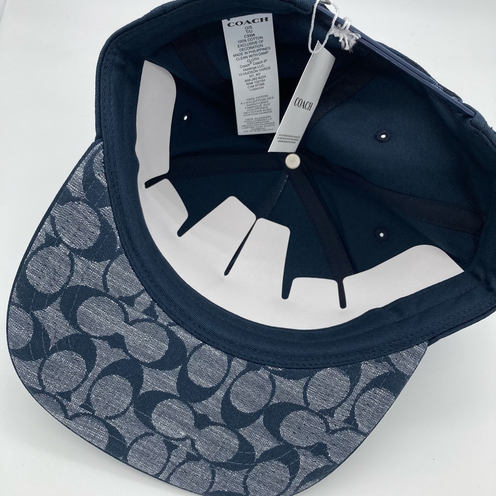 NWT COACH CHAMBRAY NAVY BLUE FLAT BRIM HAT - Picture 6 of 12